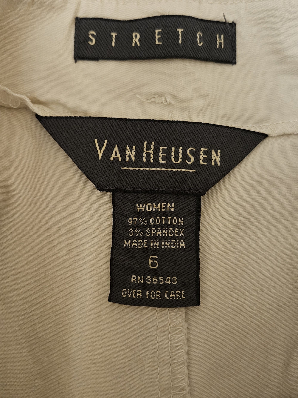Classic Women's Cream A-Line Skirt Van Heusen Stretch Y2K Khaki Skirt Womens 6 - Picture 6 of 8